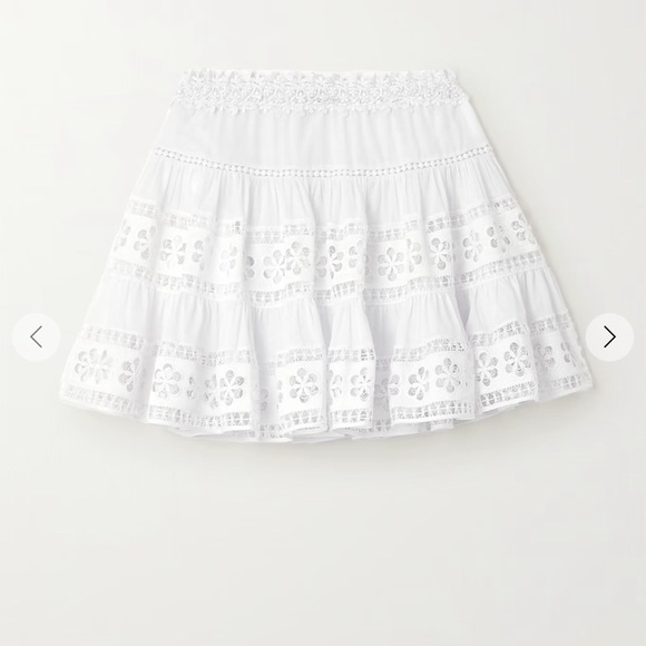 NWT Charo Ruiz Lea guipure lace-trimmed cotton-blend voile mini skirt size Large - Picture 3 of 11